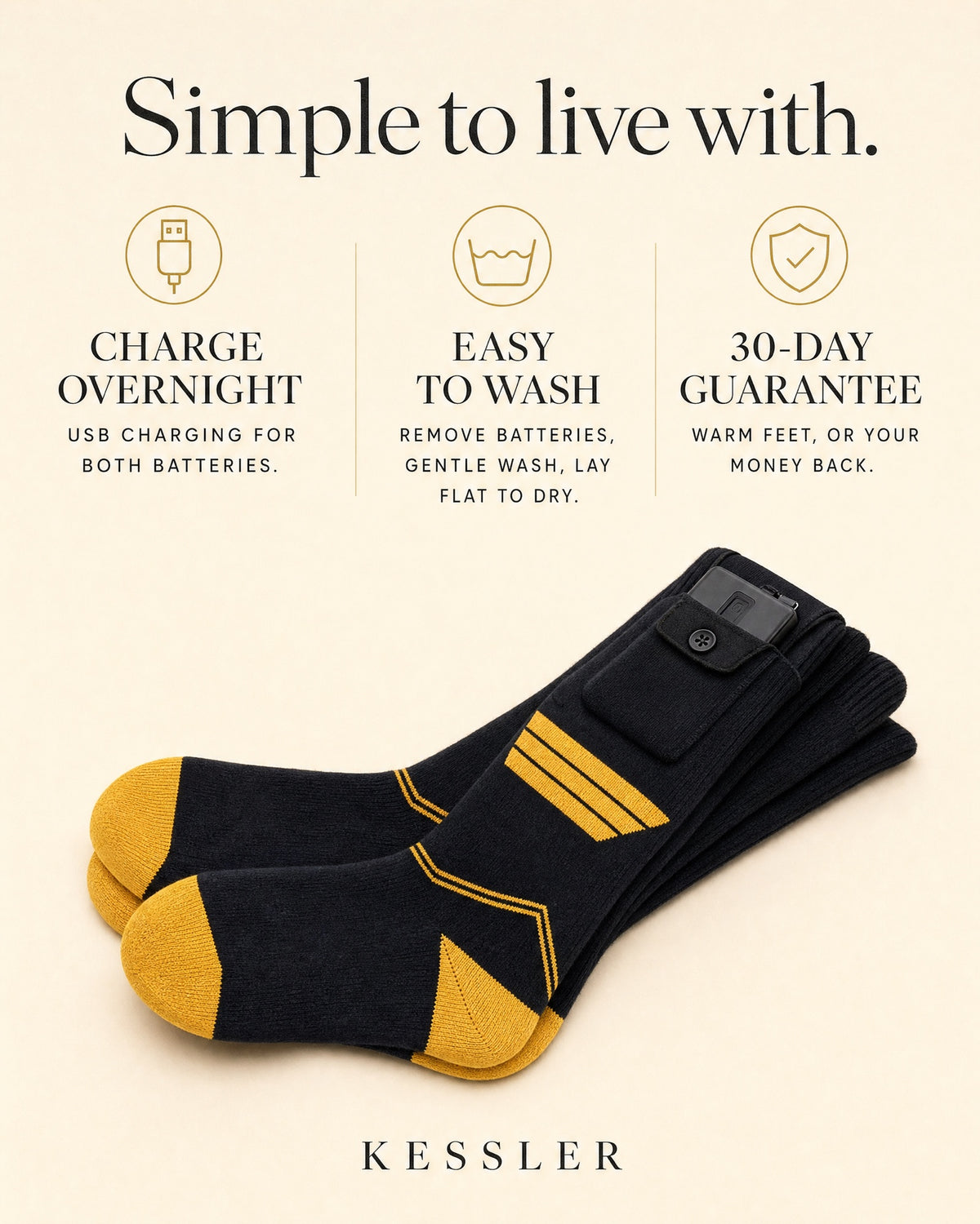 Charge overnight, easy to wash, 30-day guarantee