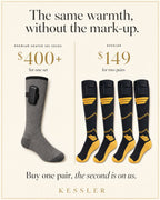 Premium heated ski socks $400+ vs Kessler two pairs for $149
