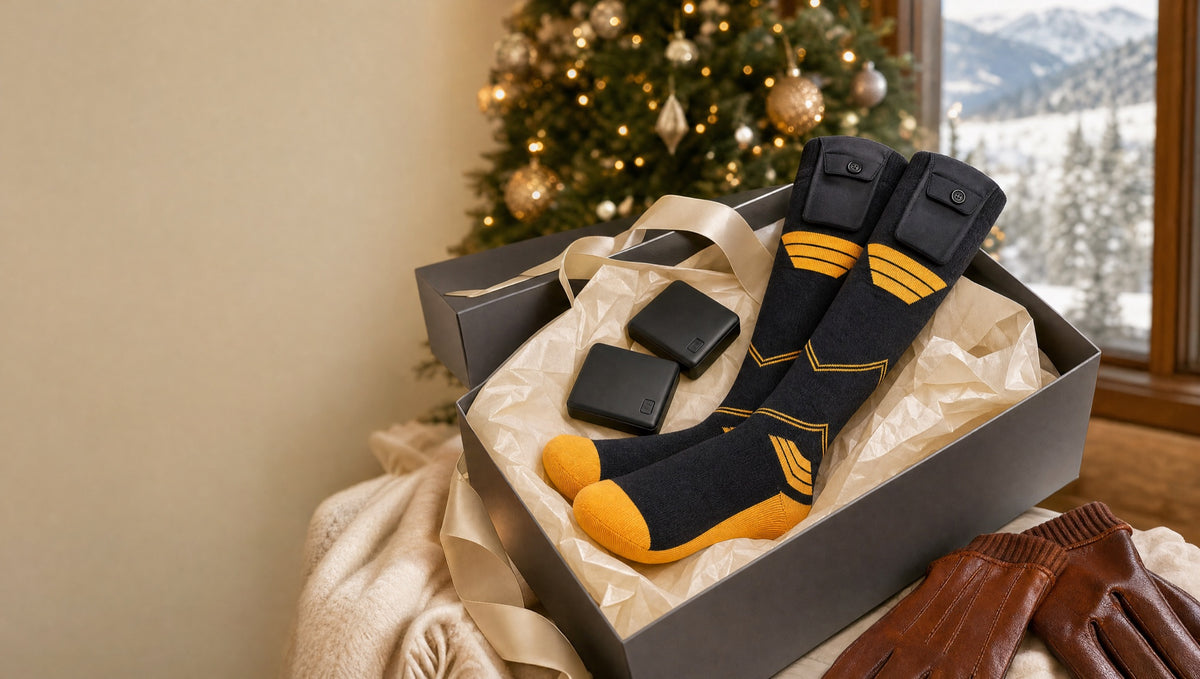 Kessler heated ski socks in a gift box